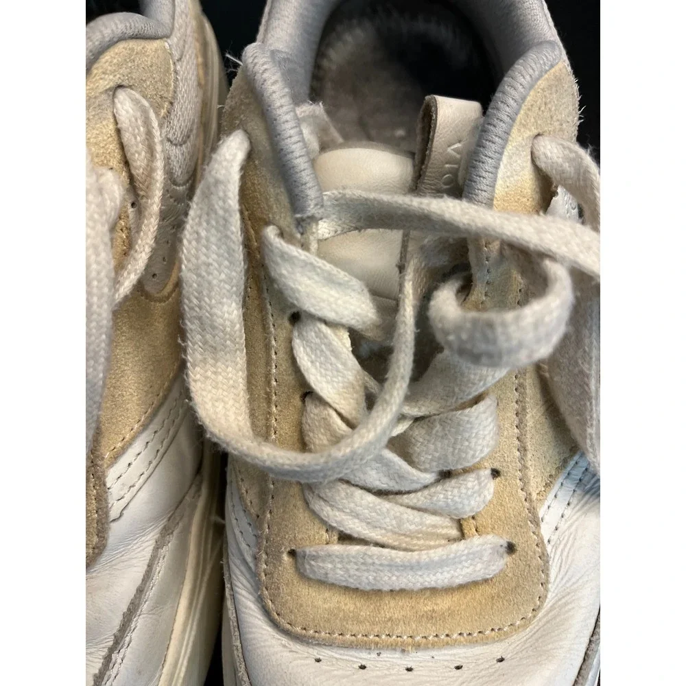 Vionic Karmelle White Beige Leather Suede Lace Up‎ Sneakers Women's Size 9